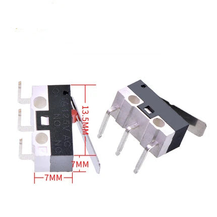 10 PCS Small Limit Microswitch Car Switch with Scroll Wheel Microswitch Curved Foot Arc Handle Microswitch Mouse Switch