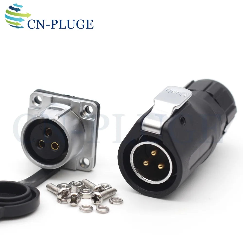 XHP20, IP67 2 3 4 5 67 8 9 10 12-Pin Waterproof Electrical Connector, 20mm Aviation Square Panel Mounting Male Plug