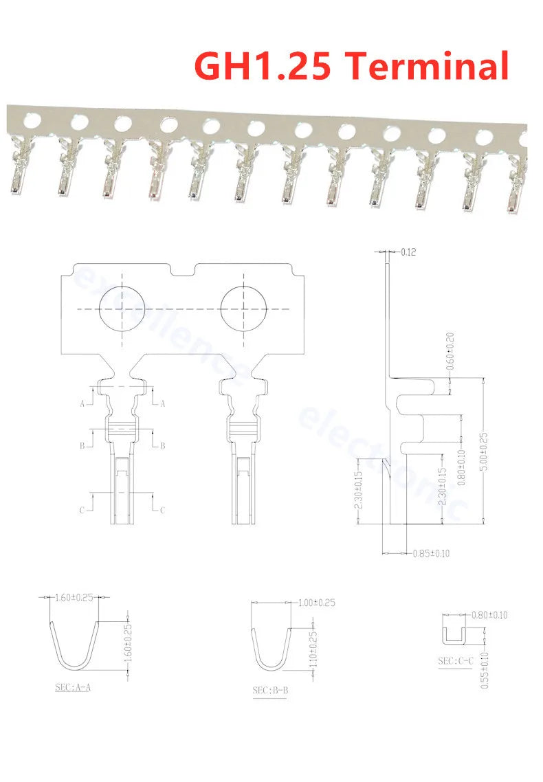 5/10sets GH1.25 GH 1.25 1.25mm with lock Connector Socket Pin Header Vertical Horizontal JST Housing Terminal 2 3 4 5 6 7 8 pin
