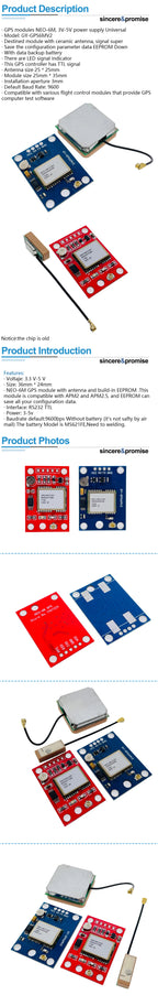 GY-NEO6MV2 NEO-6M GPS Module With Flight Control EEPROM Controller MWC APM2.5 Large Antenna For Arduino 3V-5V RS232 TTL Board