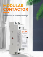 ETEK Household Modular  AC Contactor 220v Single Phase 2p 2no 2nc 1no 1nc 25A 20A 16A For Automation EKMF