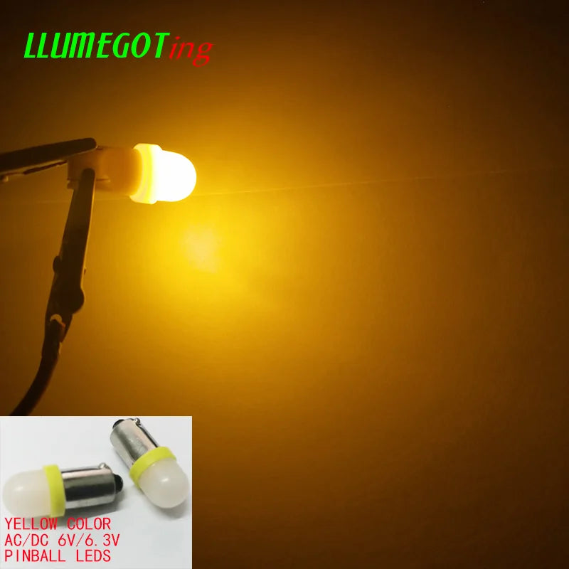 50pcs BA9S T4W #44 #47 Milk White Dome 2x 5630SMD Various Color Non Polarity AC DC 6V 6.3V Bally Pinball Game Machine Led Bulbs