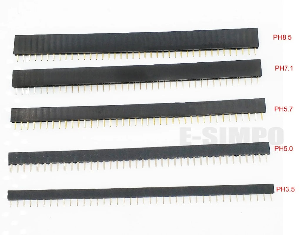 10PCS 2.54mm 1X40P Female Header Single Row Straight 0.1" Pitch 40 Pin 3.5mm 5mm 5.7mm 7.1mm 8.5mm Plastic height optional