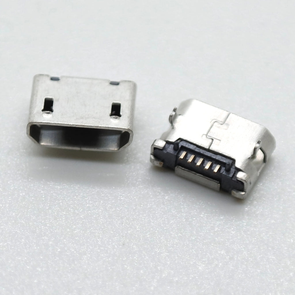 10pcs Micro USB Female Base 5p Plug-in Type B 6.4Dip Speaker Charging Base with Column Straight Edge USB Data Connector