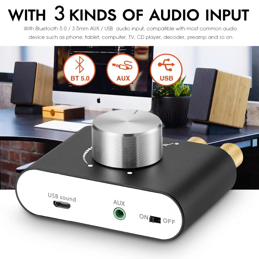 Nobsound Mini Bluetooth 5.0 TPA3116 Digital Amplifier Hifi Stereo Audio Receiver Power Amp 50W+50W Car Sound Amplifiers