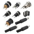 10Pcs DC Power Jack Connectors 5.5 x 2.1mm DC Plug Male Female Socket Soldering Type Nut Panel Mount DC Power Adapter Connector