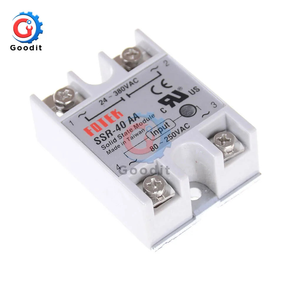 Solid State Relay SSR-40AA 40A AC Control AC Relais 80-280V AC To 90-480V AC SSR 40AA