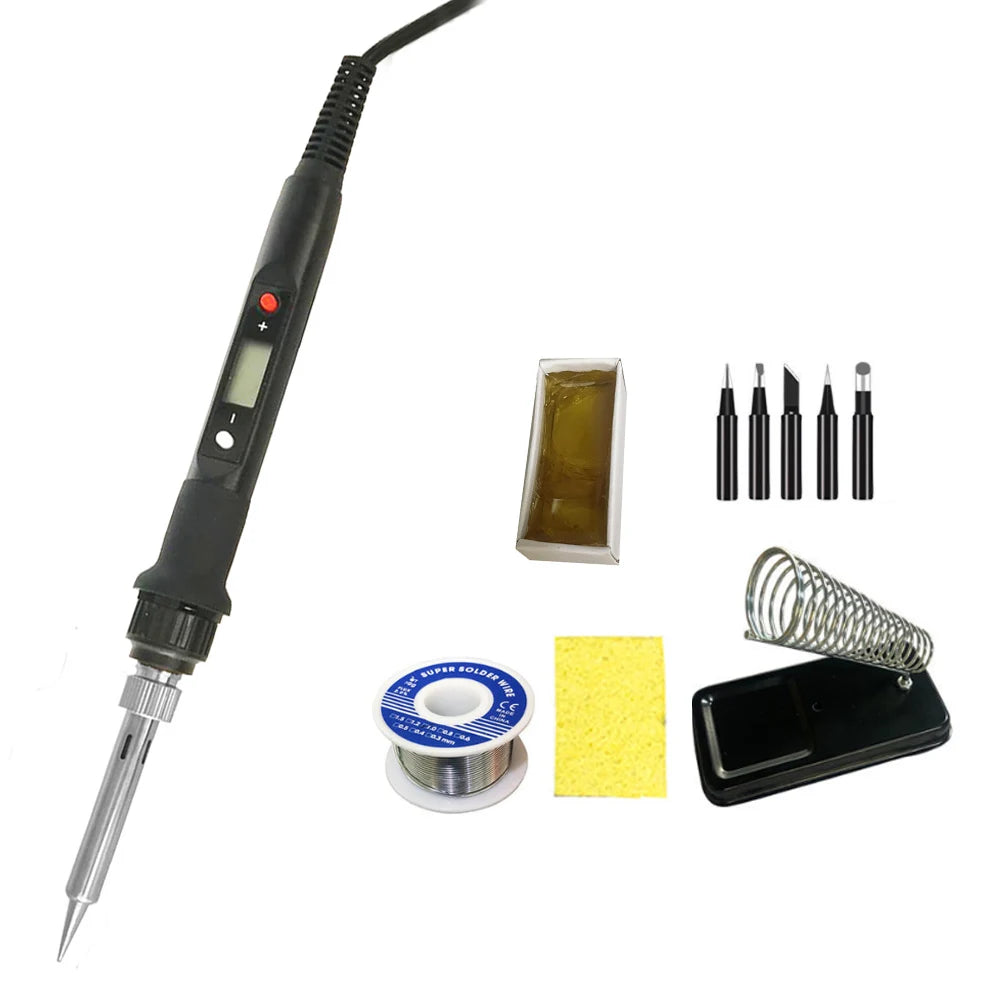 80W Digital Electric Soldering Iron Set Kit Temperature Adjustable 220V 110V  Ceramic Heater Soldering Tips Welding Tool  set