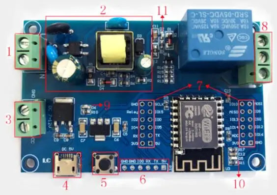 ESP8266 WIFI Wireless Relay Module ESP-12F AC 220V DC 5V 12V Power Supply ESP 12F Development Board Remote Control Smart Home