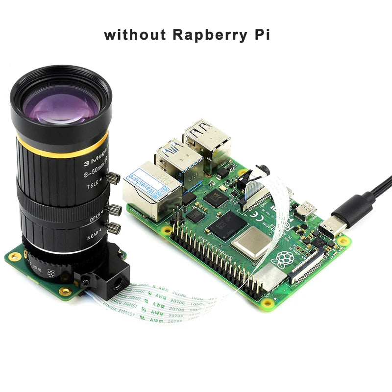 Raspberry Pi High Quality Camera 12.3MP IMX477 Sensor Camera with Telephoto/Wide Angle/HD Zoom Telephoto Lens for Pi 4B/3B+/Zero