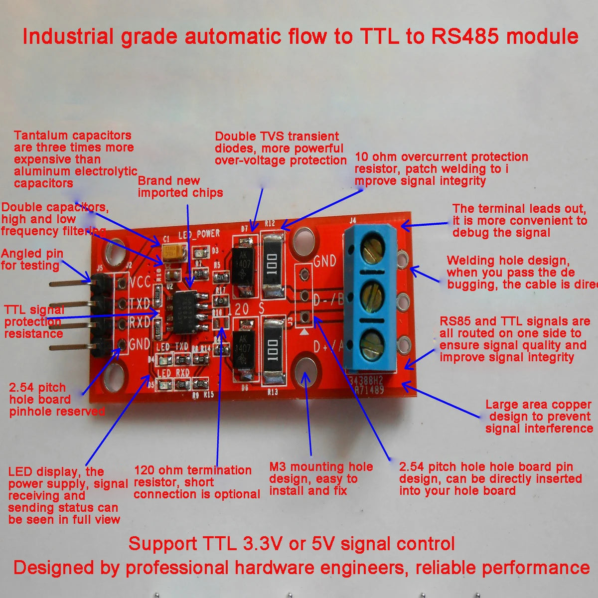 Microcontroller TTL to RS485 Module 485 to Serial UART Level Conversion