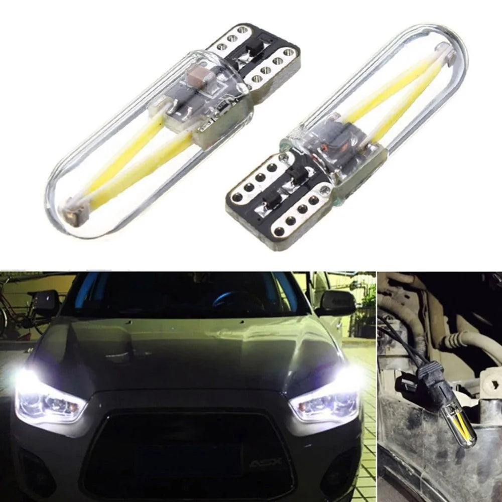 2pcs LED T10 W5W COB LED CANBUS Silica Bright Glass License Light Bulbs 194 168 DC 12v White Bulbs Car Clearance Lights Bulbs