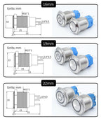 16/19/22mm Custom Metal Push Button Switch with Wire Laser Luminous Waterproof Latching Momentary 12V 220V 5V Motorcycle Switch