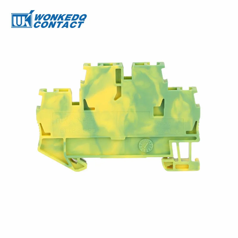 5Pcs STTB2.5-PE Ground Wire Connector Spring-cage 2 Level Earth Protect Plug Electrical STTB 2.5 PE Din Rail Terminal Block