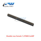 Free shipping (5pcs/lot) Pitch 1.27MM Pin Header Female Single and Double Row 1*40P 50P 2*40P50P Straight/Curved Pin Gold Plated