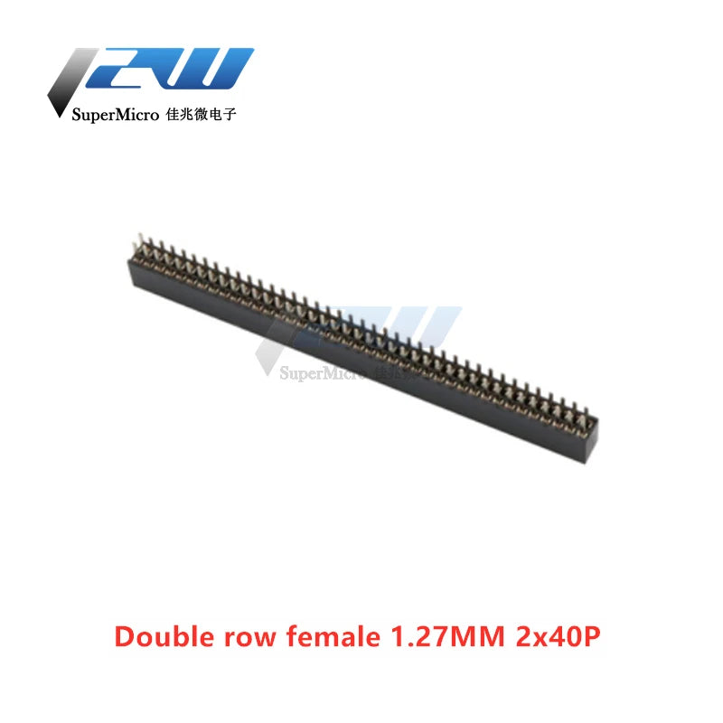 Free shipping (5pcs/lot) Pitch 1.27MM Pin Header Female Single and Double Row 1*40P 50P 2*40P50P Straight/Curved Pin Gold Plated