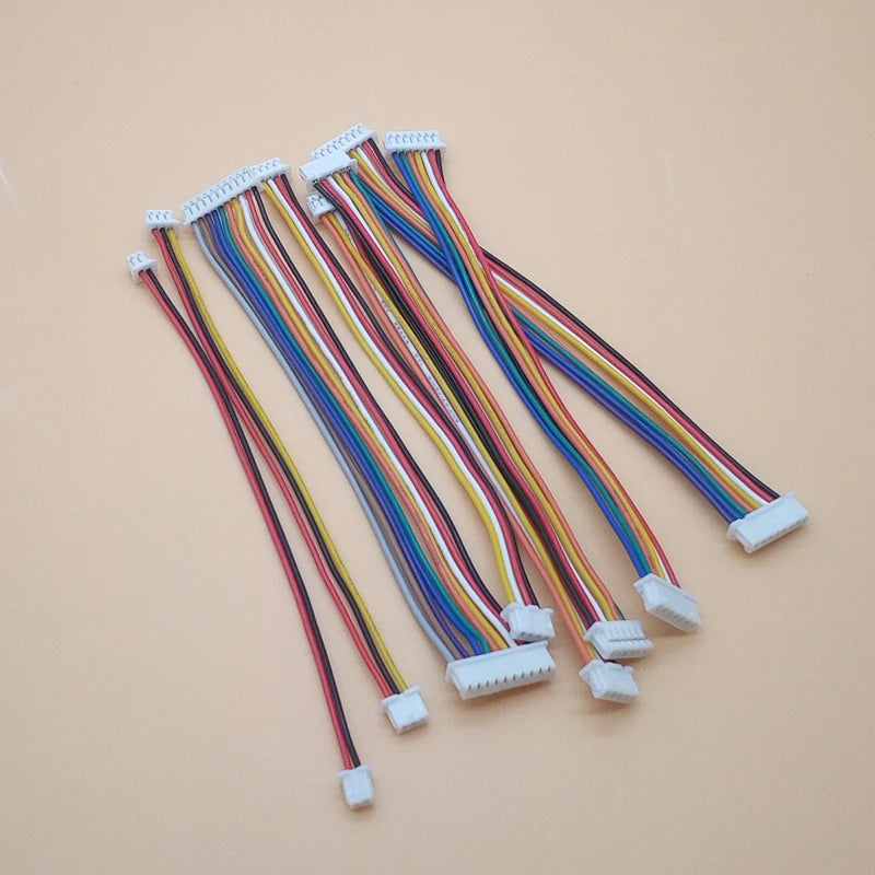 10Pcs JST 1.25MM 2P/3P/4P/5P/6P/7P/8 Pin Same / Reverse Direction Double Connector with Wire 100MM Ribbon Cable 28AWG JST1.25