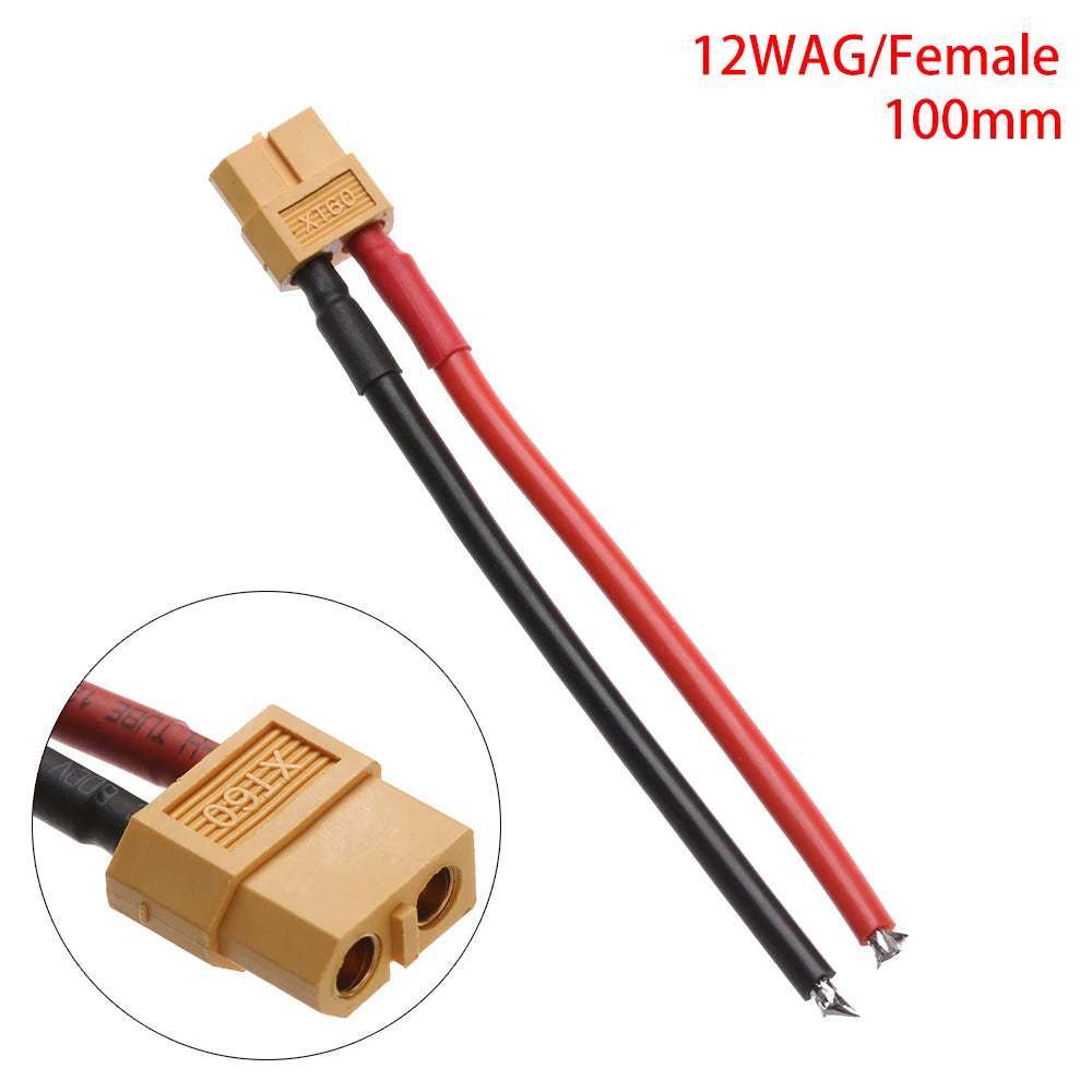 Male Female Connector Plug with Silicon 12 AWG/14 AWG Wire XT60 Connector Plug Cable Dual Extension Battery
