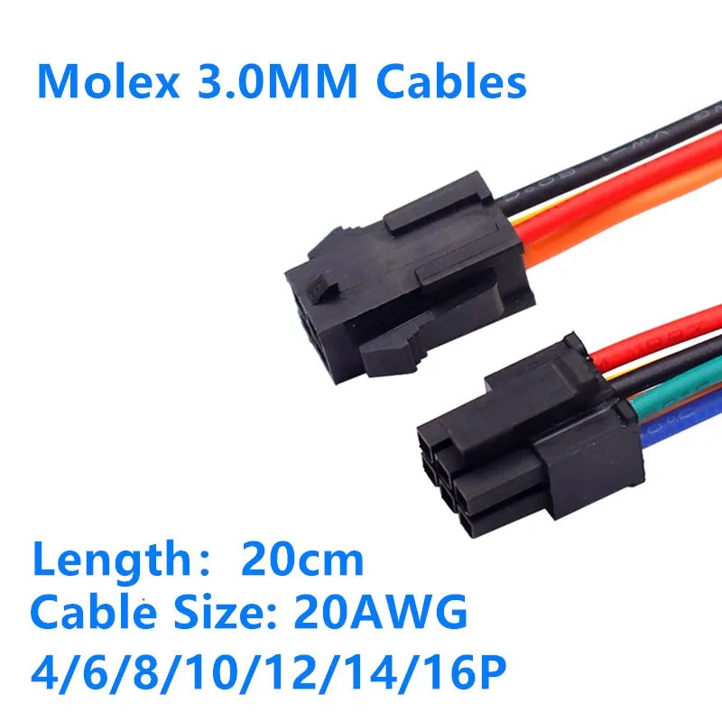 5PCS Molex 3.0MM Cables 20cm 20AWG Small 5557 5559 Male Female Air Docking Electronic Cable, MX3.0 43025 Terminal Line