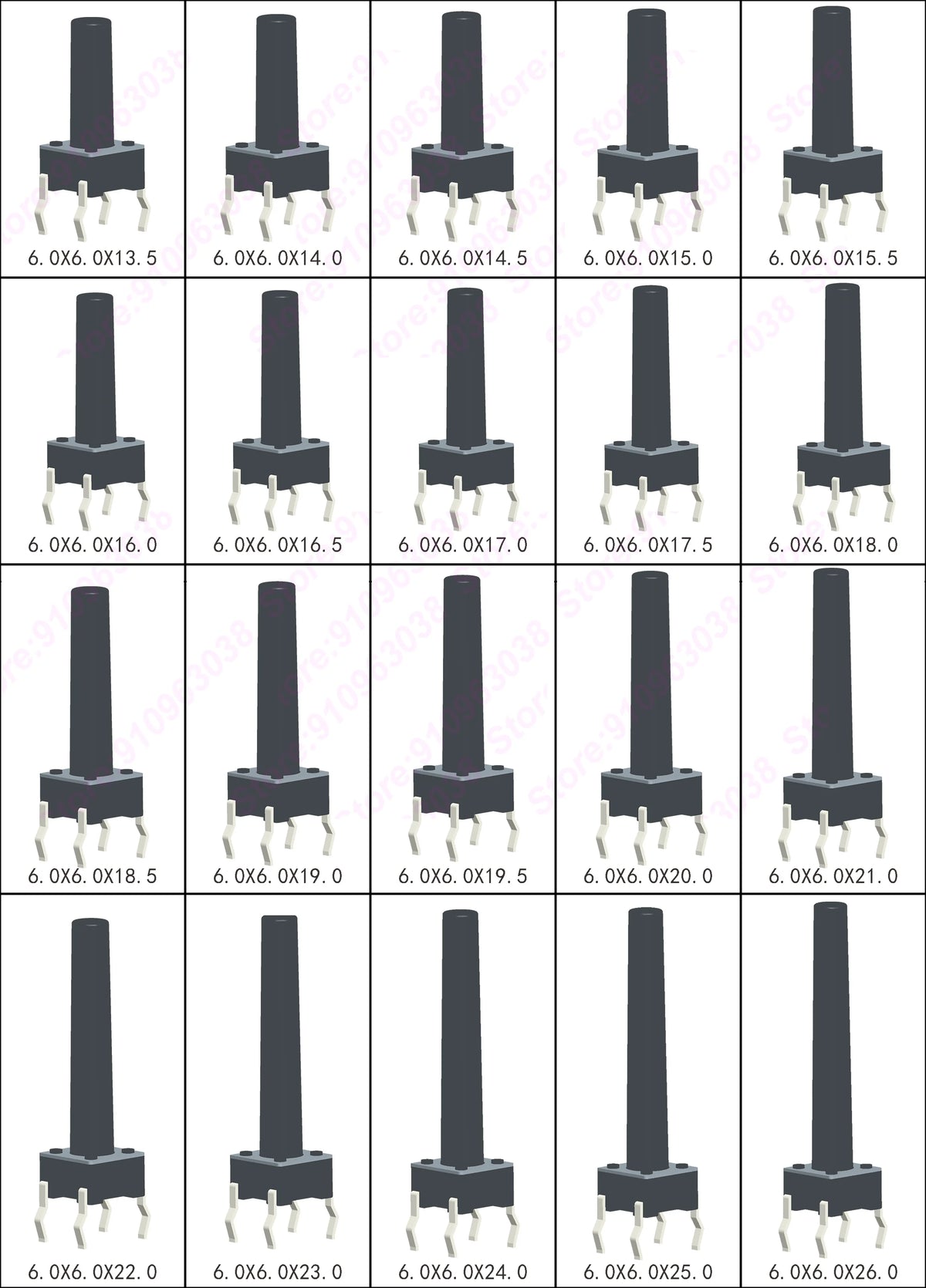 50PCS 6X6X5/4.3/5.5/6/7/8/9/10/13MM Tact Switch Push Button Switch 12V 4PIN DIP Micro Switch For TV/Toys/Home Use Button