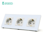 BSEED 1/2/3Gang Touch Light Switch 1Way Simple Sensor Switch Type-c USB Sockets EU Standard Glass Panel Blue Backlight 10A White