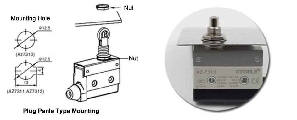 10A 250VAC AZ-7312 AZ-7311 AZ-7121 AZ-7310 TZ-7141 Waterproof Micro Switch Travel Limit Switch Straight 90degree Roller Lever