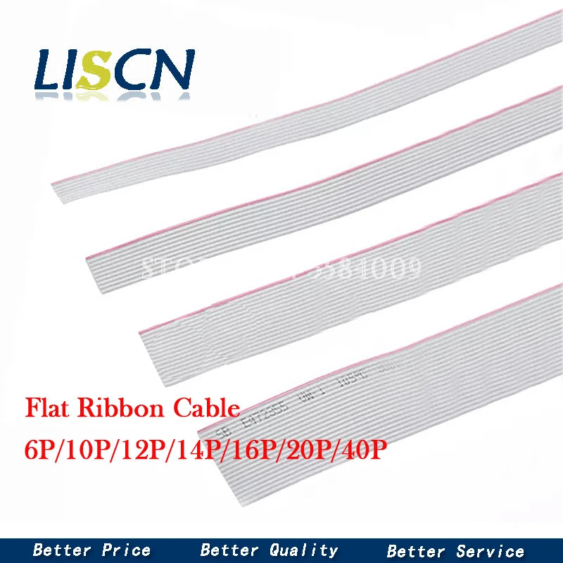 2Meter 6P/10P/12P/14P/16P/20P/40P 1.27mm PITCH Grey Flat Ribbon Cable 6/8/10/16/20/40 Pin 28AWG WIRE for IDC FC 2.54MM Connector