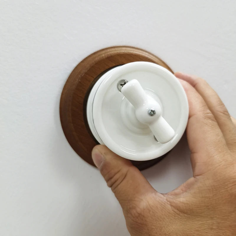 EU Ceramic Rotary Switch Wall Lamp Smart Light Knob Switch EU Socket 10A 250V For Home Decoration