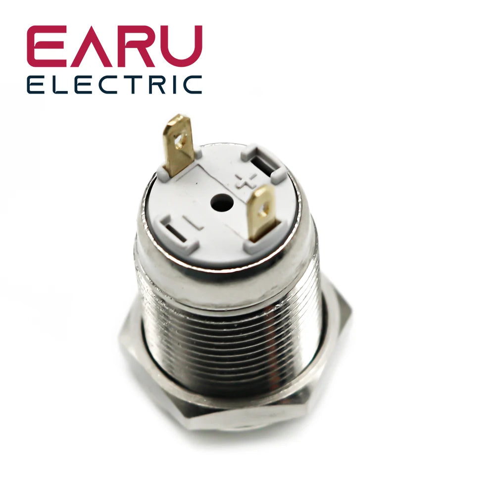 1pc 12mm Waterproof Momentary Stainless Steel Metal High Head Doorbell Bell Horn Push Button Switch Car Auto Engine Power Start