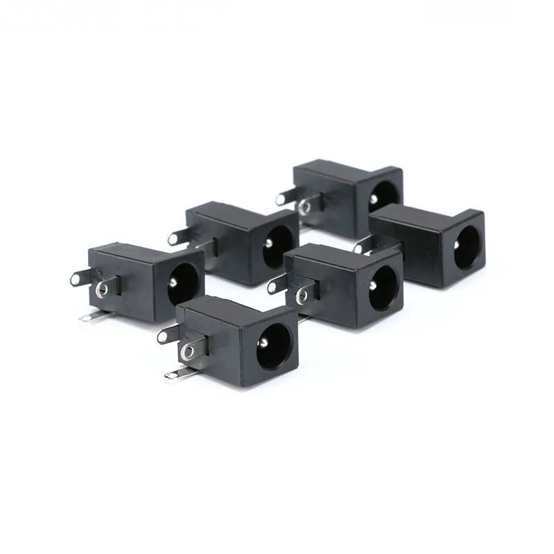 10Pcs DC-005 PCB Mount 5.5 x 2.1 mm Female DC Power Jack Plug Socket Connector Black 2.1 socket Round the needle