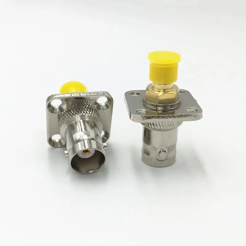 10Pcs Brass SMA Female to BNC Female Plug SMA / BNC  F/F with 4 Hole Flange Mount Adapter Connector