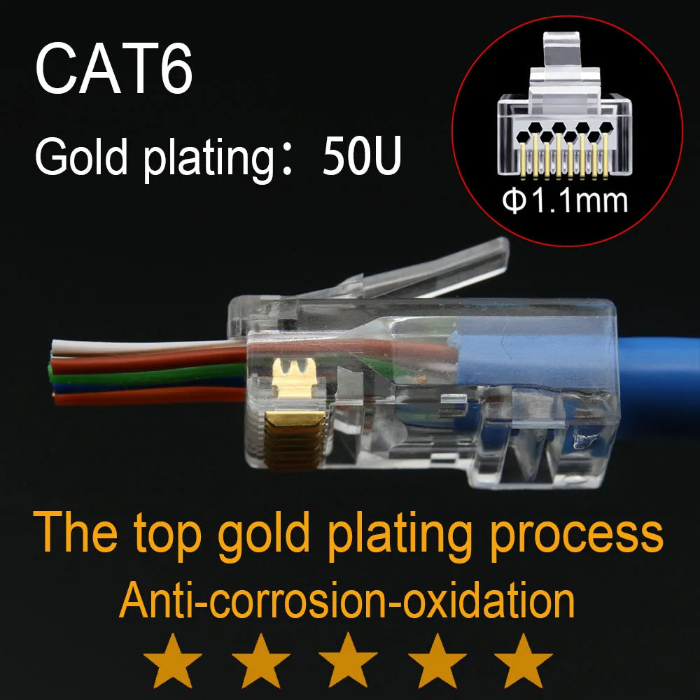 Xintylink RJ45 Connector CAT6 50U/6U Ethernet Cable RG45 Plug CAT5E UTP 8P8C RJ45 CAT6 Network Modular LAN Jack CAT5 Keystone