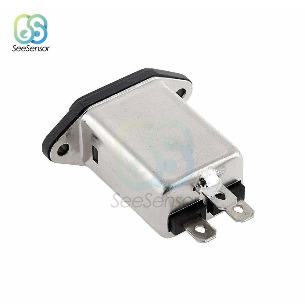 IEC Socket Panel Mount Power Line Power EMI RFI Filter AC 115V-250V 10A 50/60Hz CW1D-10A-T Suppressor Power Line Noise Filter