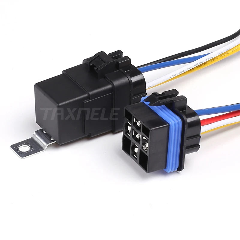 Automobile Relay Waterproof Integrated Wired DC12V 24V 40A 5Pin 4pin Auto Relay + Holder with 105mm Length Wires