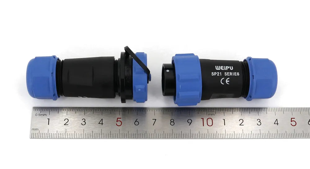 Weipu SP21 Waterproof IP68 In-Line Male and Female 2/3/4/5/7/9/12 Pin Circular Aviation Cable Connector