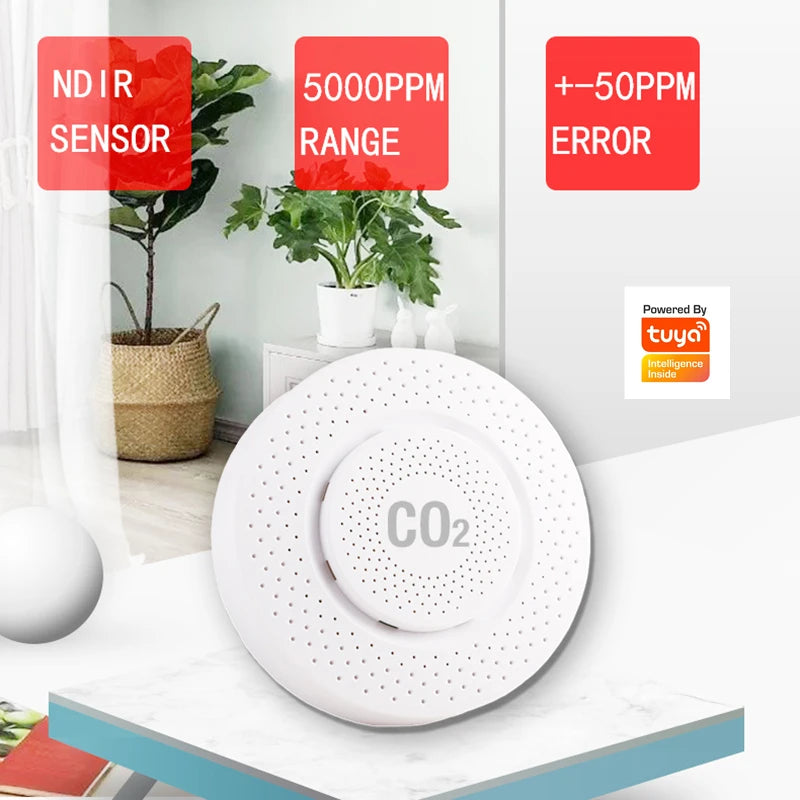Tuya CO2 Carbon Dioxide Sensor CO2 Detector NDIR High-Precision Measurement Exceeds Standard Alarm Smart Home Linkage Tuya Senso