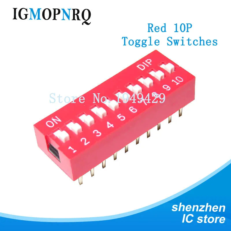 10pcs Slide Type DIP Switch Module 1 2 3 4 5 6 7 8 PIN 2.54mm Position Way DIP Red Pitch Red Snap Switch Dial Switch