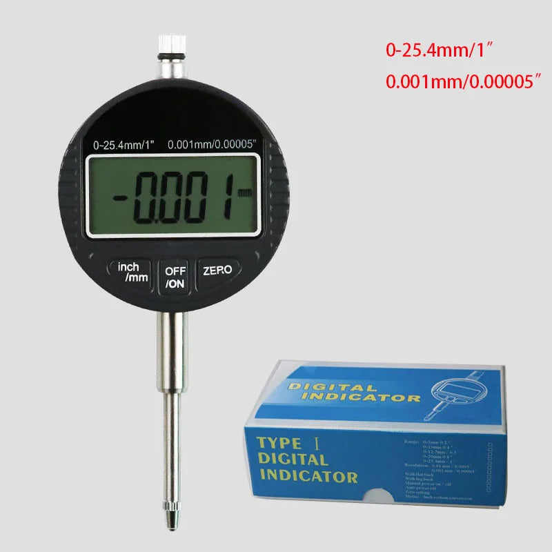 0-12.7mm/0.5' 0-25.4mm/1' Range Gauge Digital Dial Indicator Precision Tool 0.01mm/0.005' 0.001mm/0.0005' Tester Tools