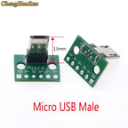 5PCS Vertical USB MiCroUSB Micro USB 2.0 Male Head Connector PCB Converter Adapter Breakout Board 180 Degree Vertical