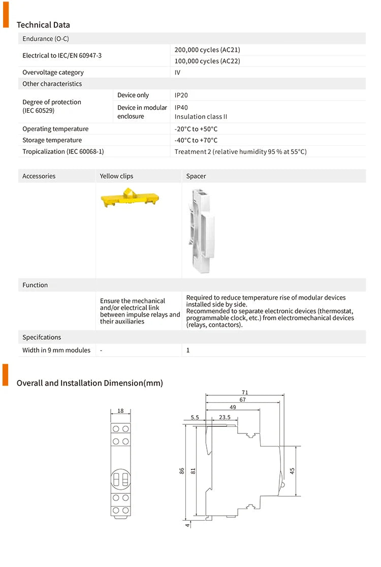 ETEC Impulse Bistable Latching Auto Control Relay Household 1P 2P 16A 1NO 2NO Coil 230V AC 110V DC EKLR