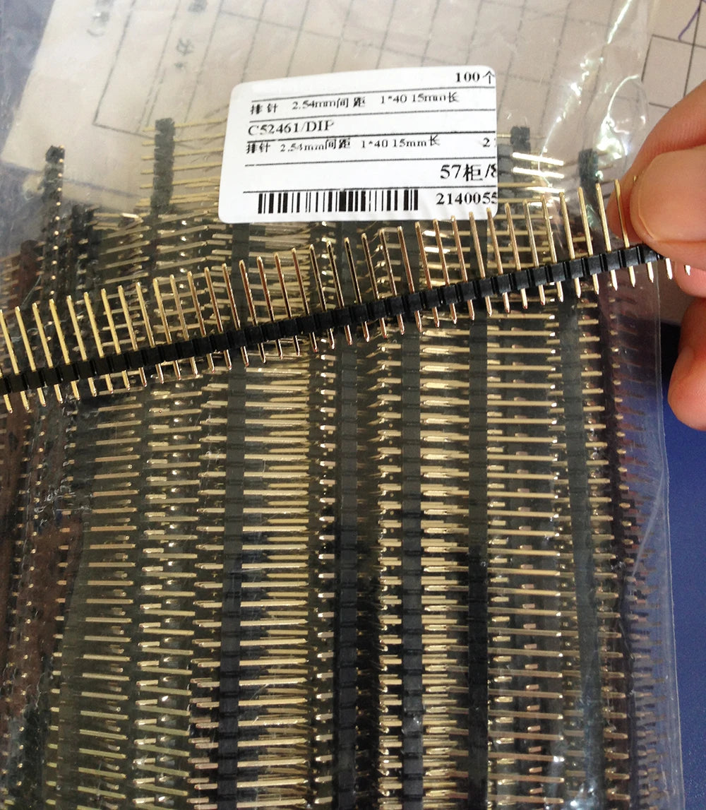 100pcs 2.54mm Single Row 1X40P Cuttable L7.5/9.5/11.4/15/17/19/21/25/30mm Breakaway Stack PCB Board Male Pin Header Connector
