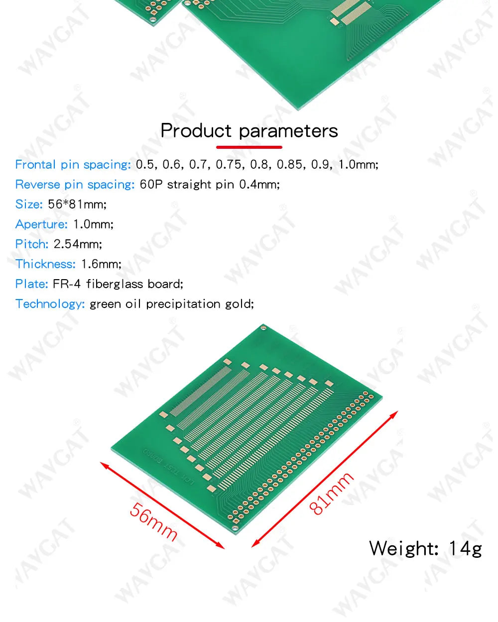 46Pin 50Pin 60Pin 2.0 0.4mm 0.5-1.0mm Pin Pitch TFT LCD SMD To DIP Adapter Board 2.54 pin space Pinboard Test Module FPC PCB