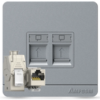 AMPCOM Wall Faceplate with CAT8 40Gbps STP Keystone Jack, RJ45 Self-Locking Zinc Alloy Module With 86mm Wall Plate