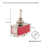 5PCS 6mm Miniature Toggle Switch MTS 102/103/202/203/302/304/402/403 ON-OFF-ON 5A125V 2A250V 3/6/9/12 Pin Mounting Equipment
