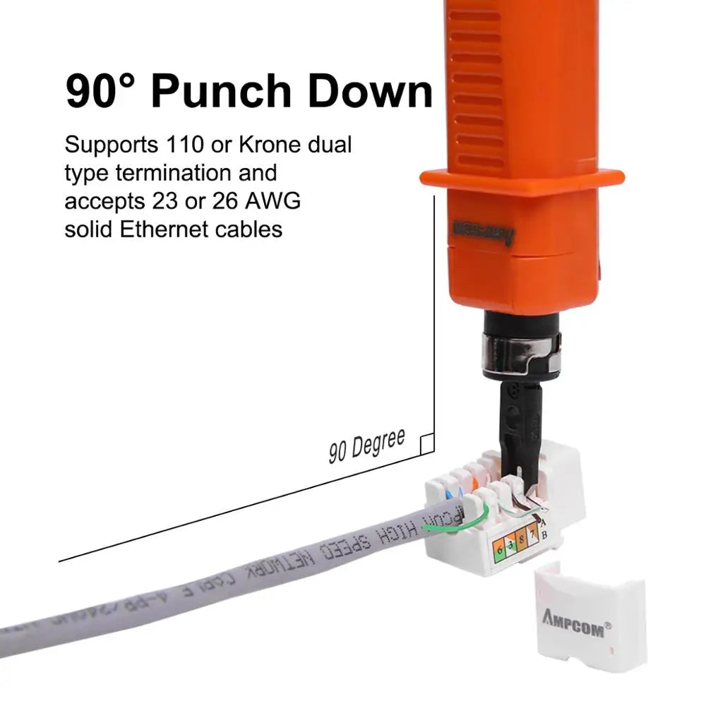 AMPCOM CAT6 Keystone Jack Snap-in RJ45 Punch-Down Cat.6 Keystone Module Adapter |UTP|Compatible with CAT6