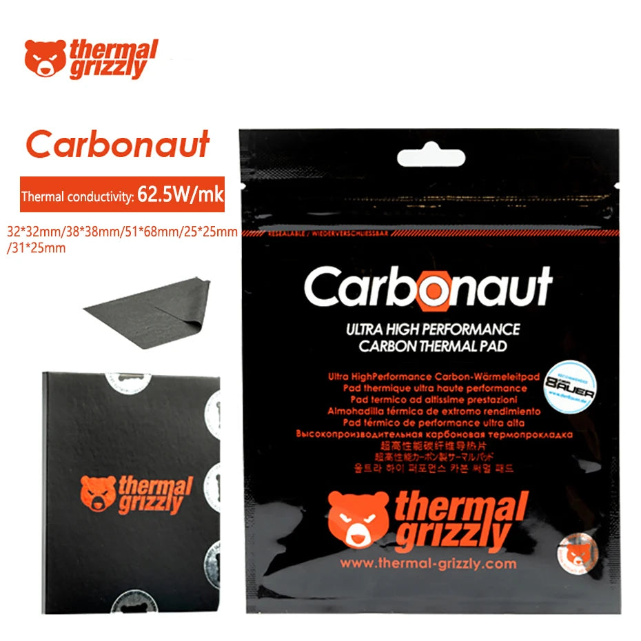 Thermal Grizzly Carbonaut Thermal Pad 62.5W/mk Reusable High Thermal Conductivity CPU/GPU Motherboard Heat Silicone Pad