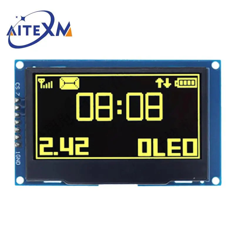 2.42 inch 2.42" OLED Display Module 128x64 LCD HD Screen Module SSD1309 7 Pin SPI/IIC I2C Serial Interface for Arduino UNO R3