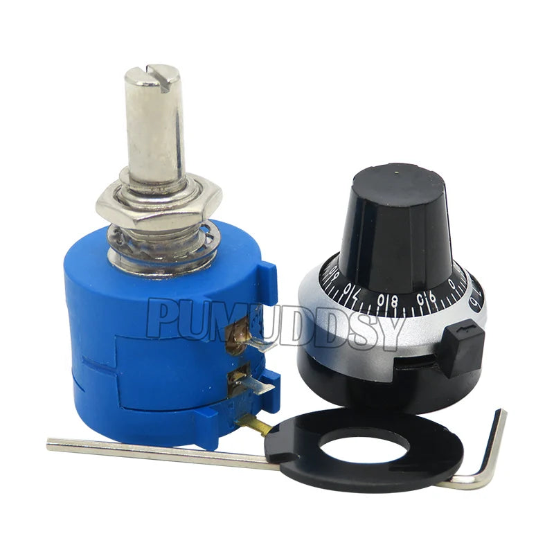 1Set 3590S Precision Multiturn (1PCS Potentiometer 10 Ring Adjustable Resistor+1PCS Turns Counting Dial Rotary 6.35mm Knob) New