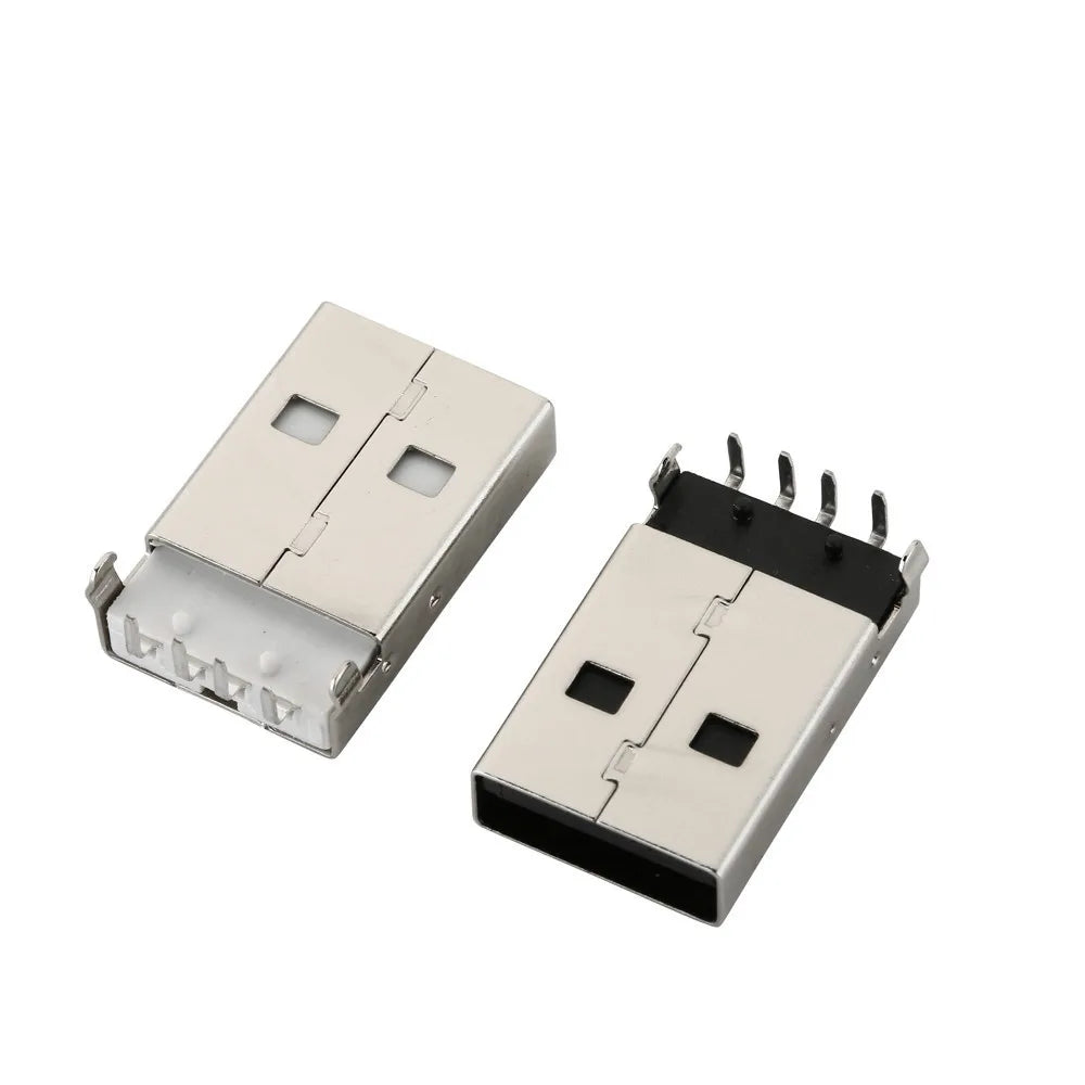 10/100PCS USB 2.0 Jack A Type Male Plug Connector USB AM 4pin Sink 1.2 DIP Cable Soldering