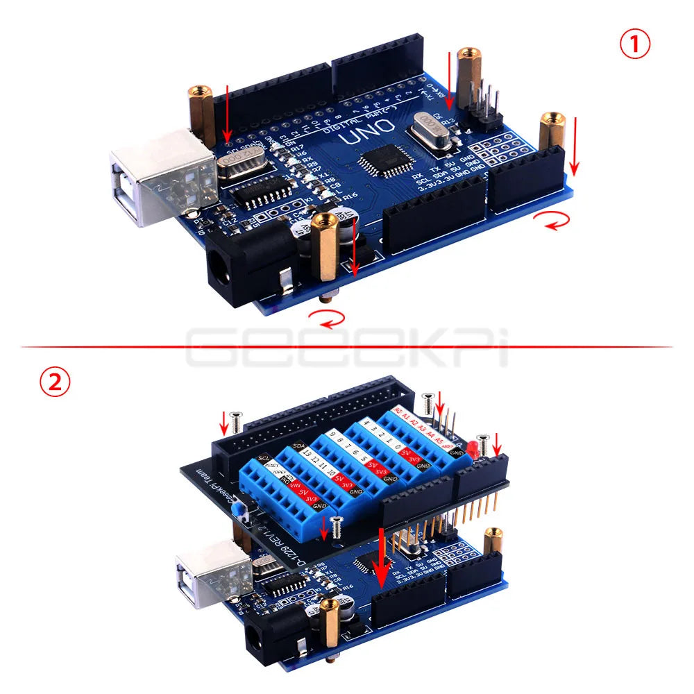 Arduino UNO Screw Terminal Hat Pre-soldered ICSP Pin Header Cage Copper Pillar